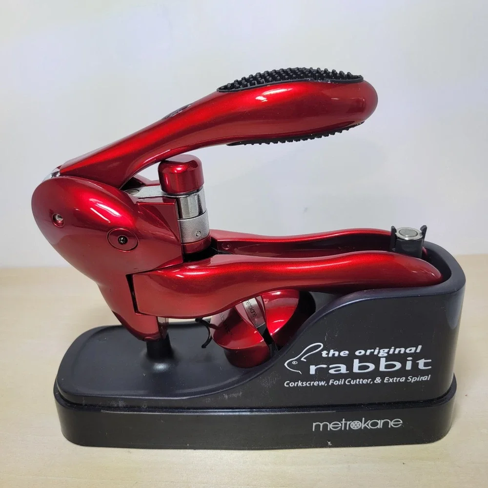 Original Rabbit Corkscrew Wine Opener Foil Cutter Extra‎ Spiral Red Metrokane